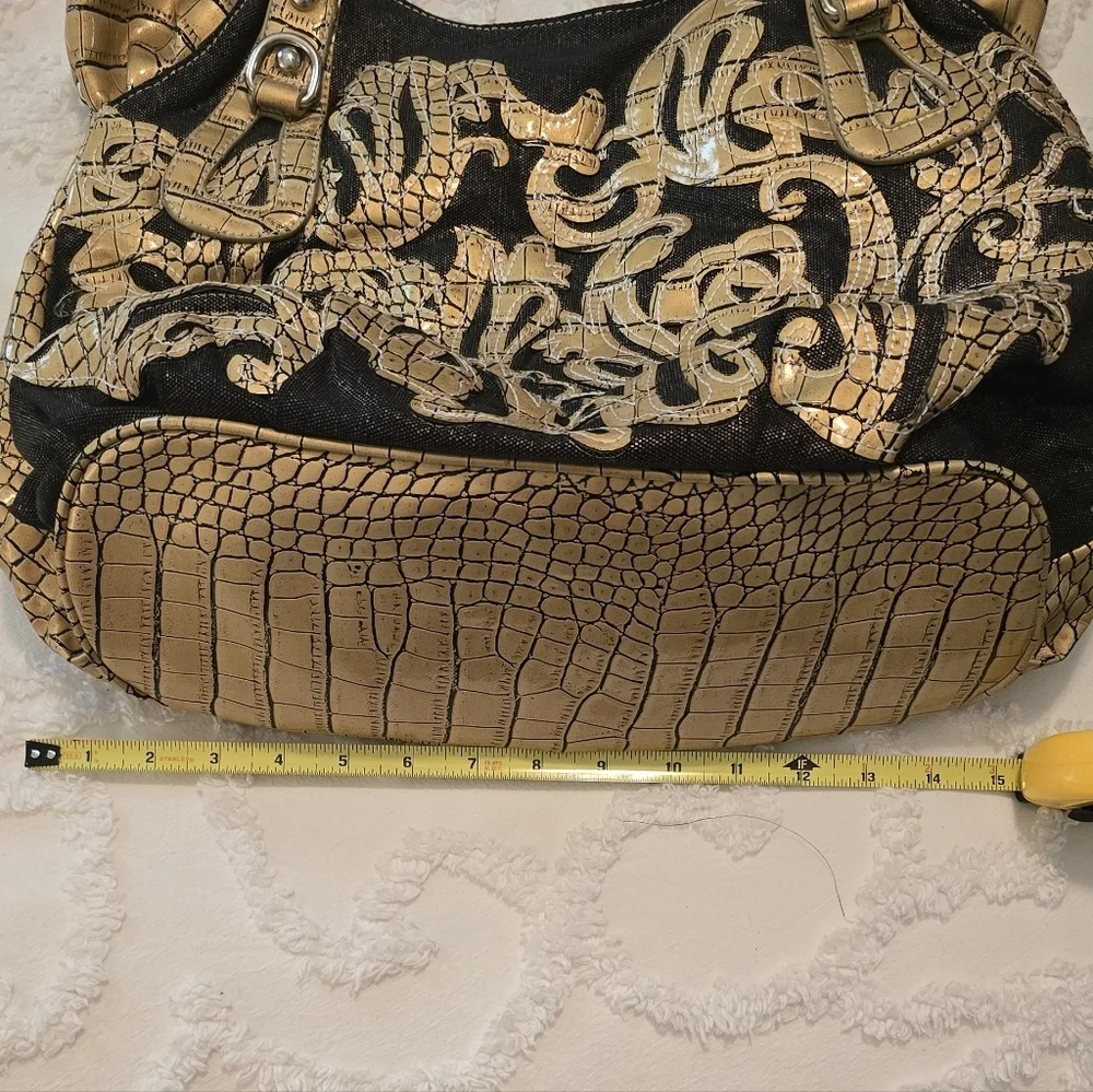 Large Unique Gold and Black Women's Handbag (1206)